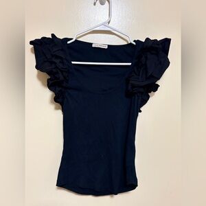 Ulla Johnson Black Ruffle Sleeve Blouse
